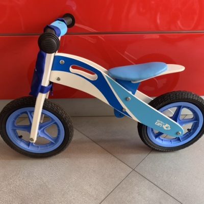 Bici In Legno Pedagogica Tipo Moto Colore Bianco-Azzurro