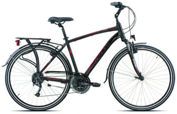 Bicicletta City Bike Olympia Uomo“City Go” 24 V Alluminio  Taglia M 50 Nera Lucida-Rossa 2021