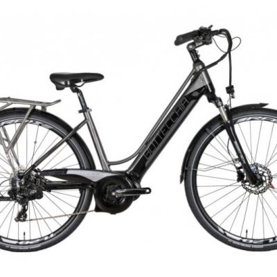 1-Bicicletta E-Bike BOTTECCHIA  "BE 19 TRK LADY'" 28 Motore Olieds Centrale Batteria Panasonic 500 wh  Alluminio Donna Argento-Antracite