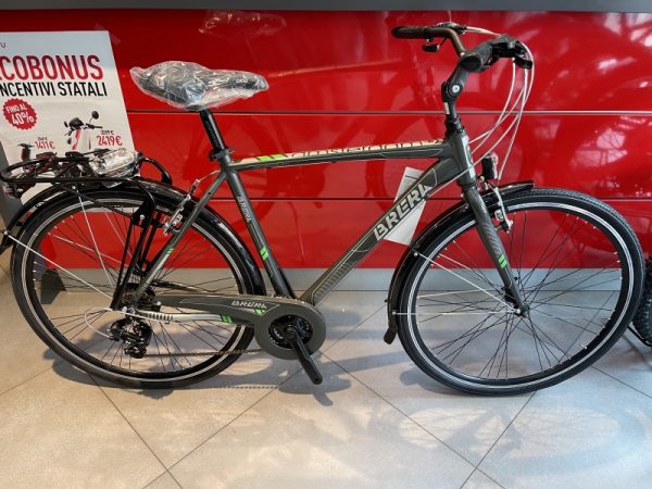 Bicicletta City Bike “ Brera AMSTERDAM 21 Velocita' “,Misura Telaio 54  Alluminio UOMO Colore Antracite  Lucido-Verde