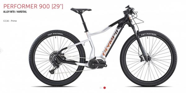 Bicicletta Mtb E-Bike Front  Olympia “Performer 900 2022 ” Batteria 900 Wh Motore 110 Nm Alluminio  Taglia S Colore Argento-Nero