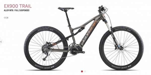 Bicicletta Mtb E-Bike Full Olympia “EX 900 Trail 2021   ” Motore Ananda 100 Nm Alluminio  Taglia S Colore Antracite