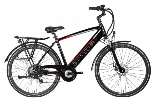 1-Bicicletta E-Bike BOTTECCHIA  "BE 16 TRK MAN'" 28 Alluminio Uomo  Colore Nero  Lucido-Rosso