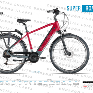 Bicicletta E-Bike Olympia "Roadster 2023 Comfort 700 “Alluminio Donna Colore Rossa Opaca-Argento , Batteria Samsung  465 Wh
