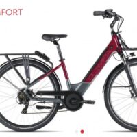 Bicicletta E-Bike Olympia “Roadster 2023 Comfort 700 “Alluminio Donna Colore Rossa Opaca-Argento , Batteria Samsung  465 Wh