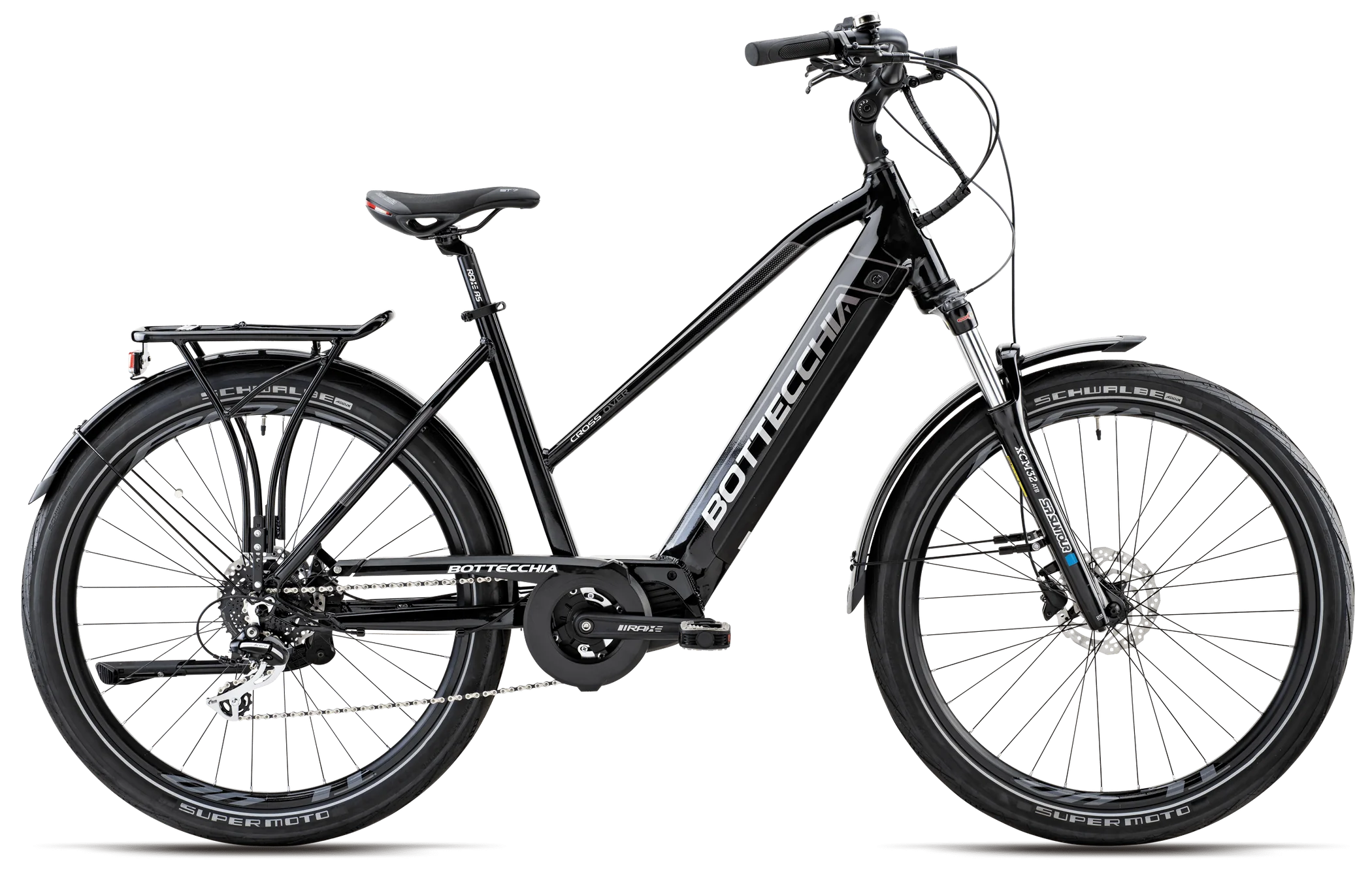 Bicicletta NEW E-Bike BOTTECCHIA  "BE 27 CROSSOVER TRK LADY 2023'" 28  POLLICI Motore Oli SPORT 85 NM Centrale Batteria 900 wh  Alluminio Donna Nera Lucida