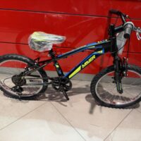 Bicicletta Bimbo Mtb Forcella ammortizzata  Ruota 20 Pollici”Acciaio – 6 Velocità Colore Nera-Giallo-Blu, Nuova